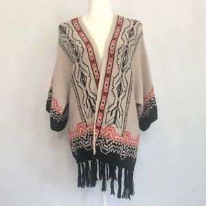 Jealous Tomato Boho Tan, Black & Red Knit Sweater